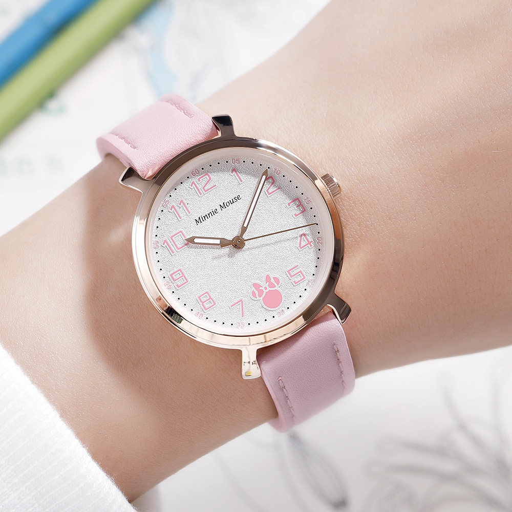 迪士尼手表女学生米妮皮带马卡龙潮流简约时尚中大童女孩手表儿童