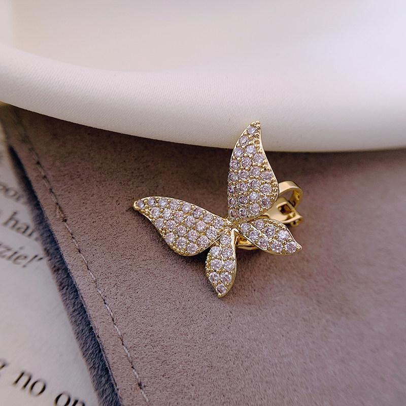 精致气质微镶小蝴蝶耳夹无耳洞耳骨夹耳扣超仙冷淡风森系耳饰潮