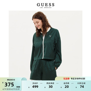 GUESS  女士LOGO提花凉感吸湿排汗透气轻薄外套-Q3PN09W55R0