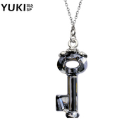 YUKI black crystal key necklace fashion jewelry men Japan designed nightclub accessory character Chao