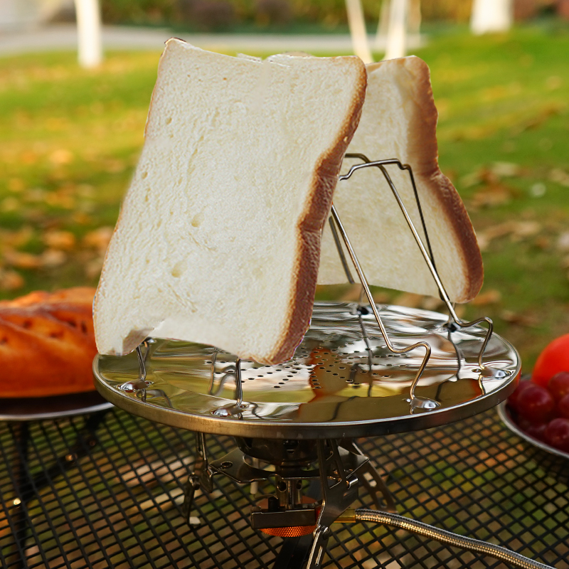 户外不锈钢烤面包架4片式土司面包盘野营野餐烧烤架可折叠烤盘