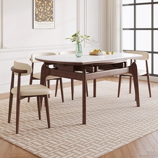 馨佰利岩板餐桌家用小户型2024新款椅子轻奢简约现代可伸缩饭桌