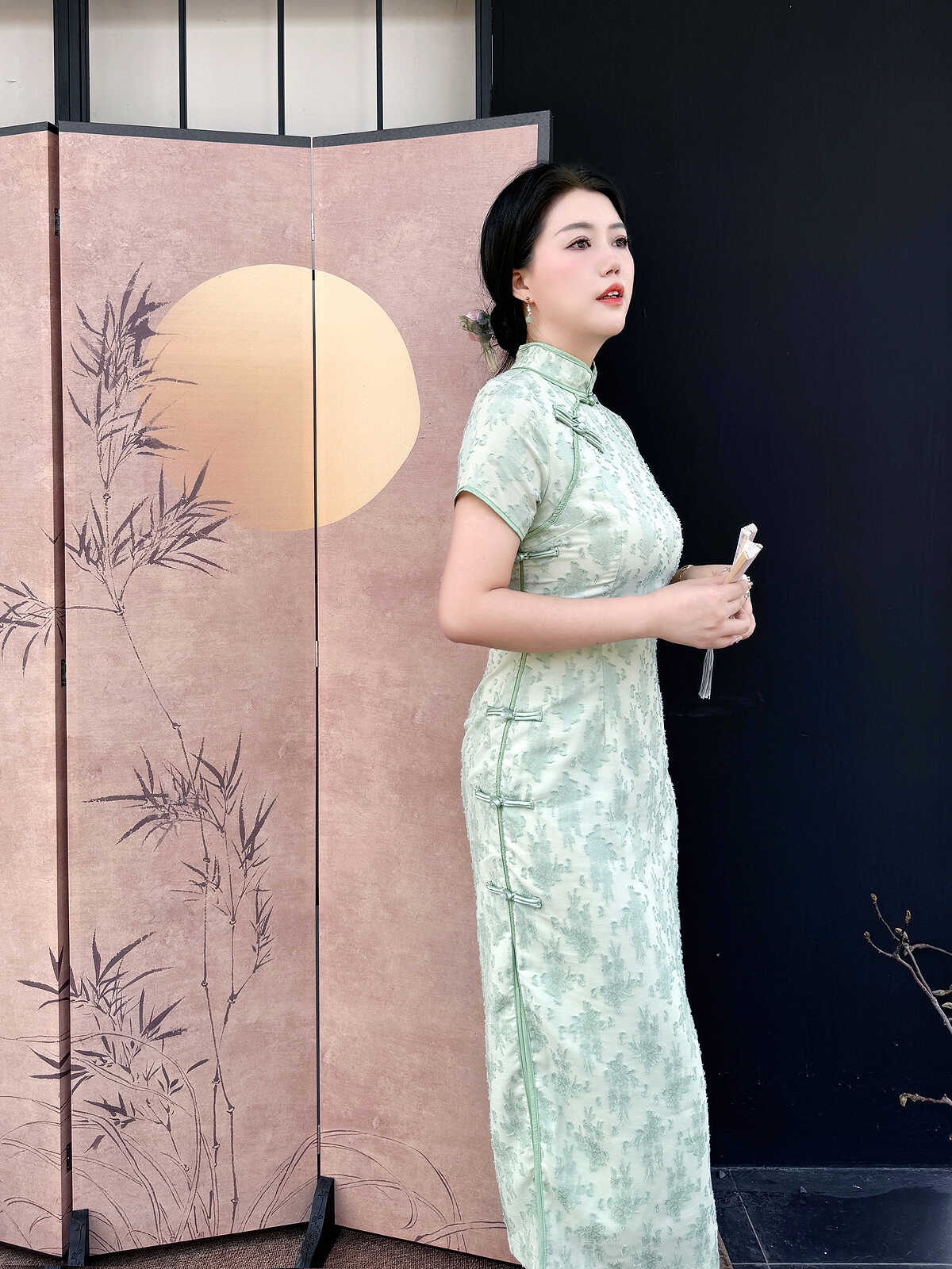 胖MM大码女装新中式国风裙子绿色改良旗袍女夏2024年新款气质显瘦