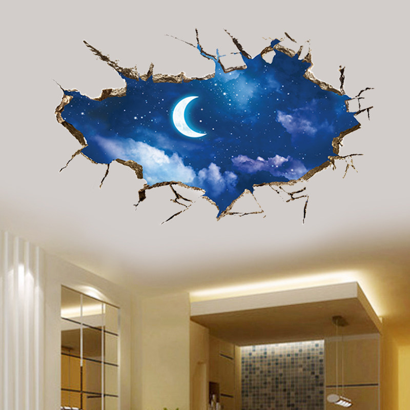 宇宙星球太空3d立体墙贴客厅天花板墙卧室创意房间装饰品墙画背景