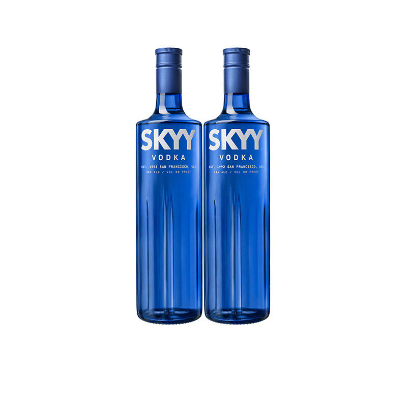 进口洋酒特调 skyy vodka 深蓝 蓝天原味伏特加洋酒组合套装750ml