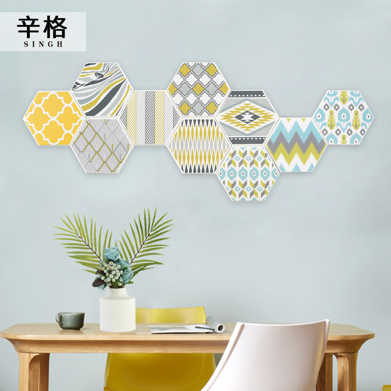 一折3d墙贴画 创意个性_六边形3d立体自粘墙贴餐厅卧室客厅背景墙贴画
