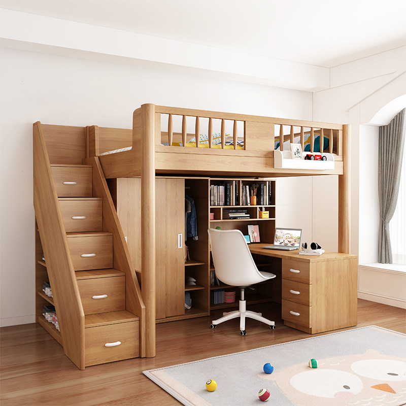 上床下桌儿童书桌床小户型高低床省空间上下床双层床子母床带书桌