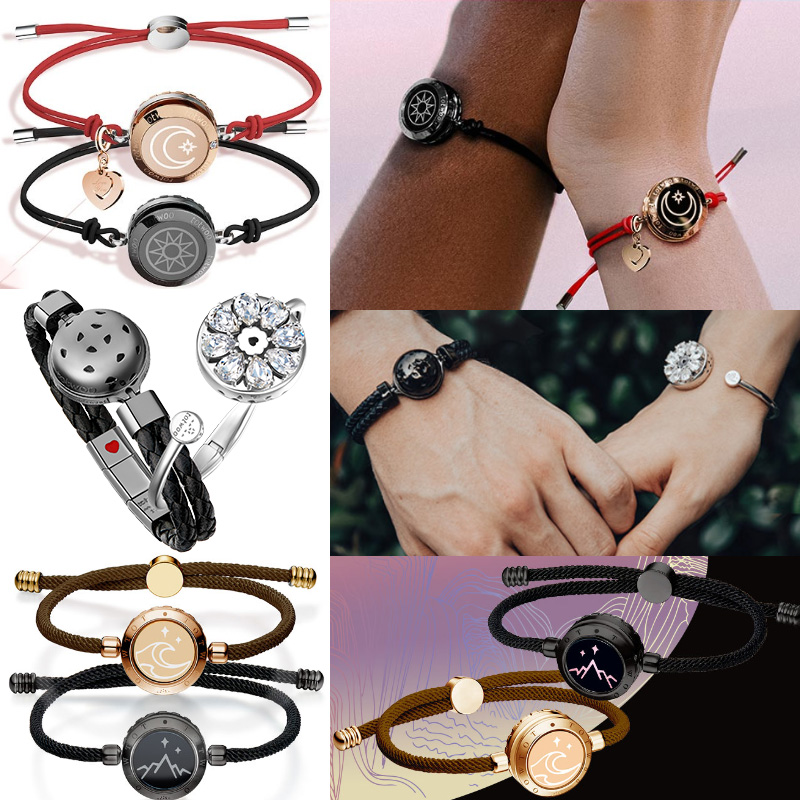 totwoo情侣手链一对感应震动手环异地恋远程互动闪光首饰幸运纪念