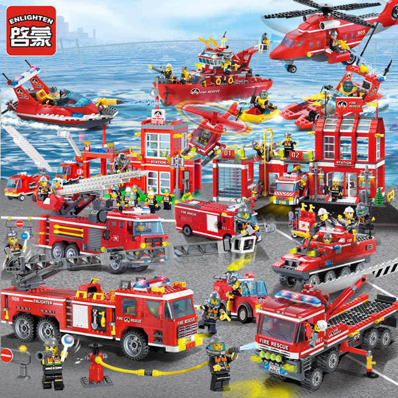 儿童消防车总局城市乐高拼装玩具启蒙正品授权城市消防系列