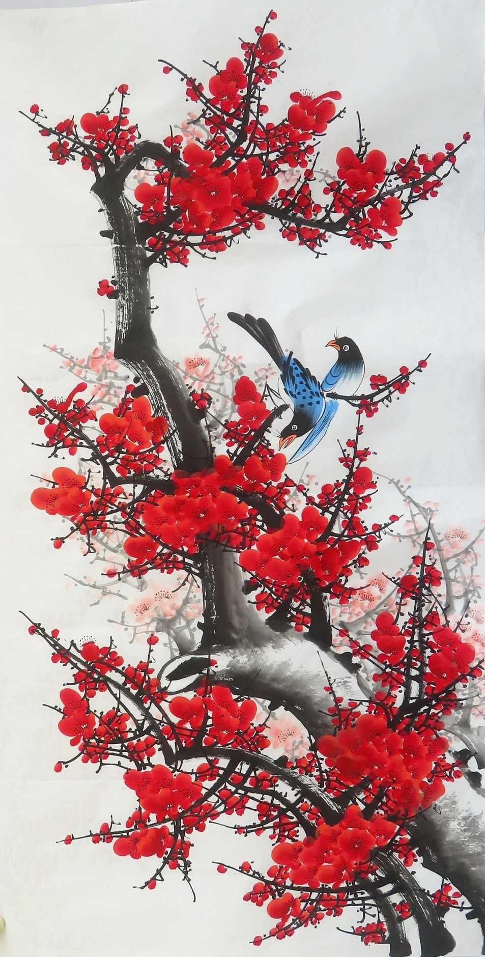 8墨锦轩特价中堂装饰国画花鸟画纯手绘四尺梅花喜鹊红梅报喜01