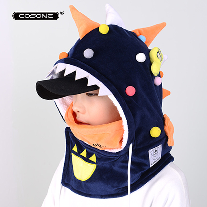 cosone头盔帽 儿童款 恐龙汽车可爱头盔套滑雪护脸滑雪头套