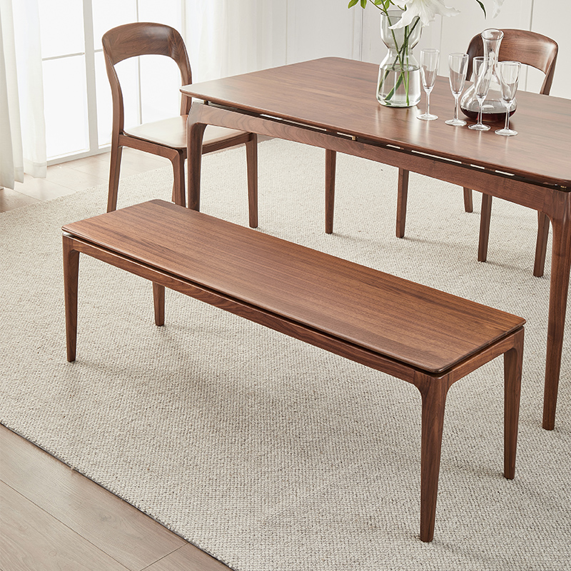 北美黑胡桃实木餐凳家用长板凳北欧换鞋凳床尾凳长凳餐桌凳子