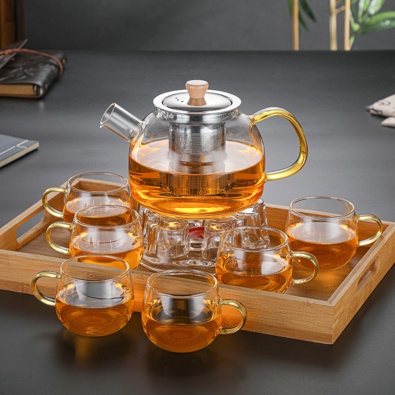 耐高温玻璃泡茶壶煮茶壶加厚可加热高硼硅家用待客花茶壶茶具套装