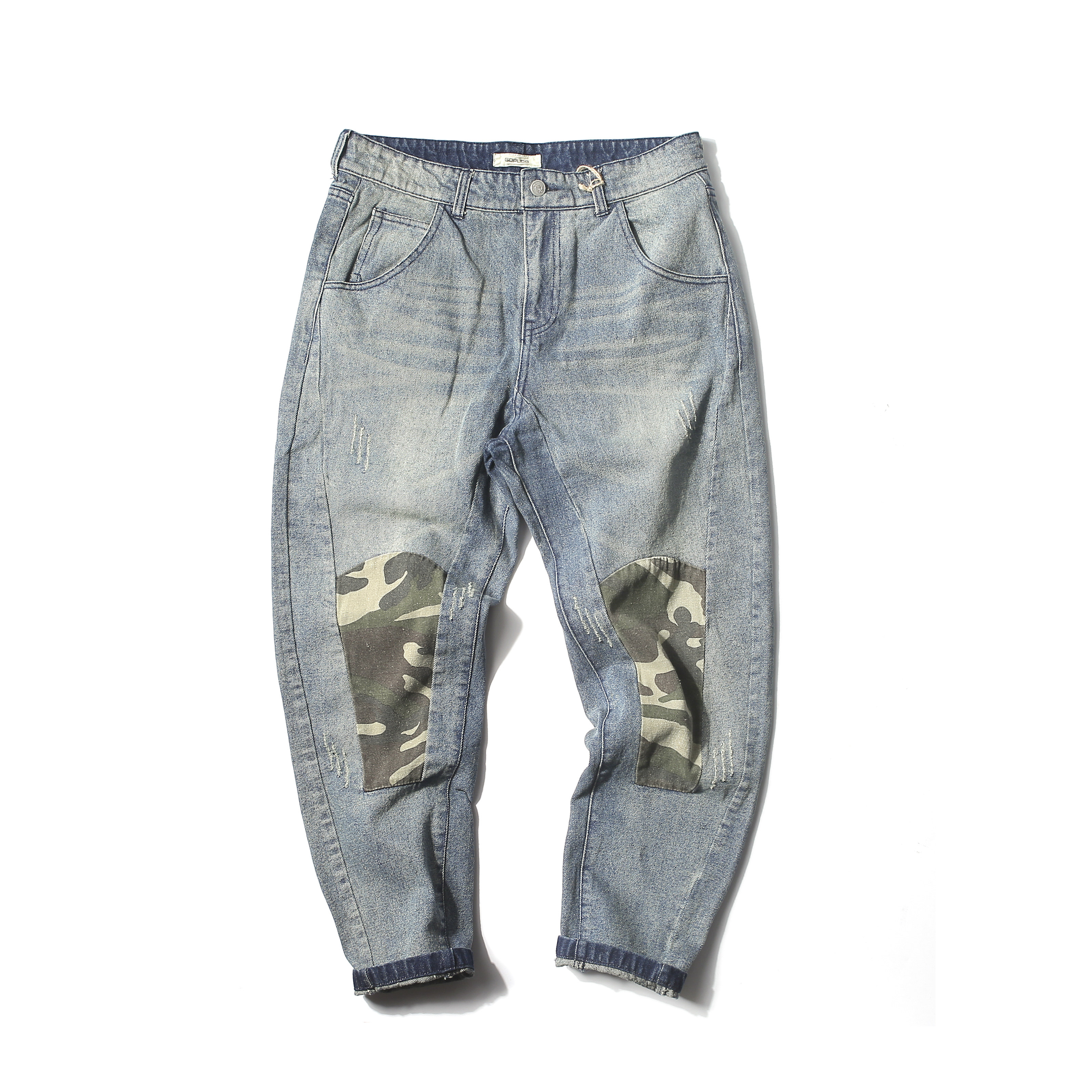 czk022款迷彩补丁拼接牛仔裤 p85