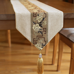 新中式桌旗中式禅意茶席旗茶几布茶道布艺茶桌餐桌麻布桌布中国风