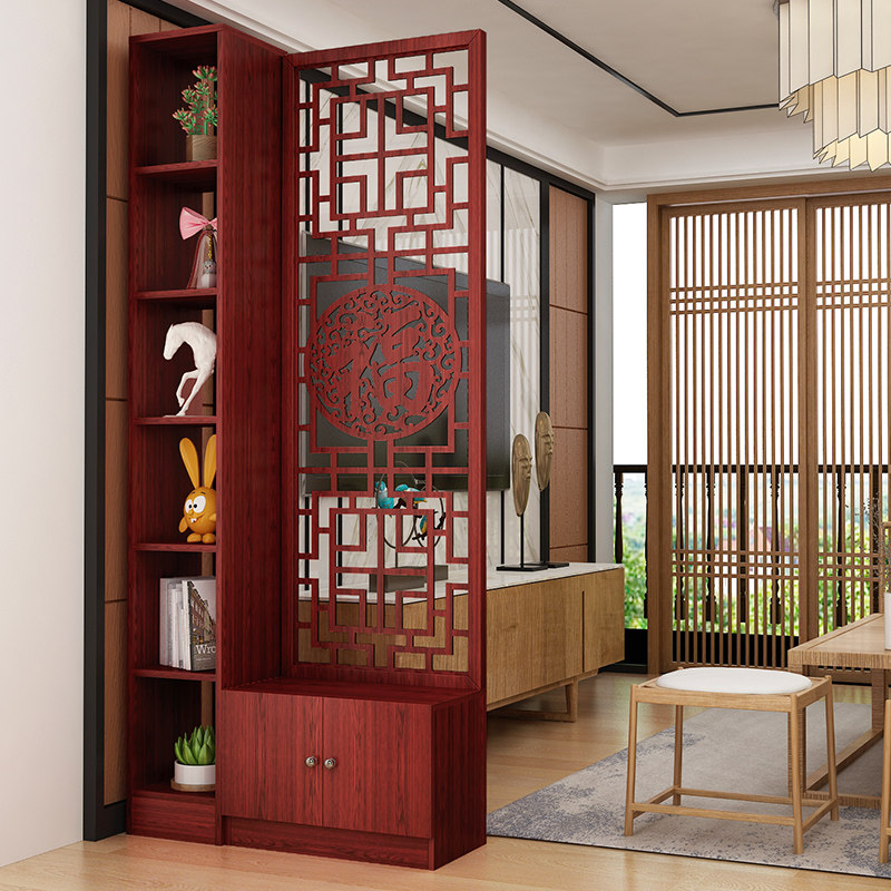 完美家居屏风隔断的优惠券大全—入户屏风客厅新中式实木镂空隔断柜