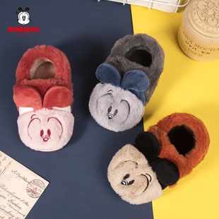 巴布豆儿童宝宝棉拖鞋1-3岁2婴幼儿小童幼童男童女童家居包跟棉鞋