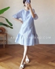 夏季孕婦裙韓國代購2019新款氣質甜美豎條紋荷葉邊顯瘦哺乳連衣裙 夏季孕婦裙韓國代購2019新款氣質甜美豎條紋荷葉邊顯瘦哺乳連衣裙