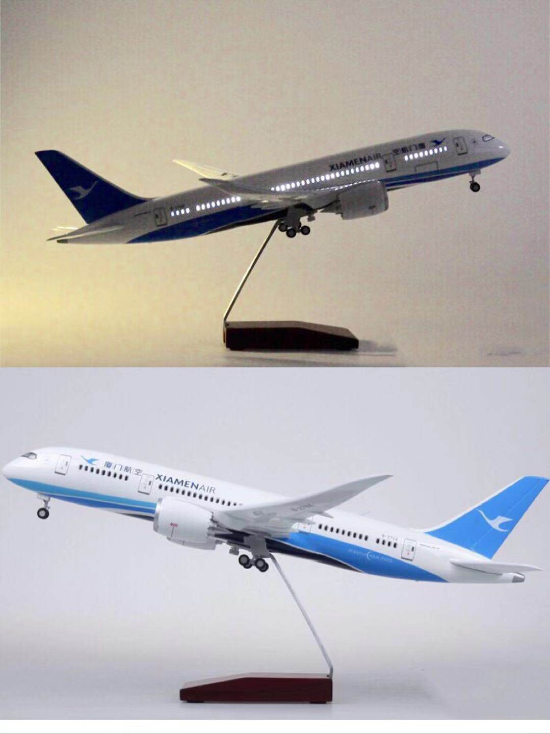 波音43cm带灯带轮led声控灯光厦门航空厦航b787客机仿真飞机模型