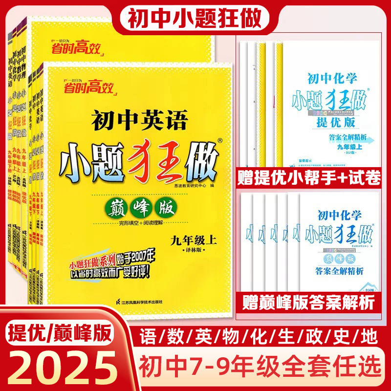 小题狂做提优版巅峰版2025恩波初中语文数学英语物理化学人教版苏教苏科译林沪教七八九年级上下册同步练习提优课时作业必刷题强化