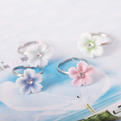 Jingdezhen ceramic jewelry ring rings female Japanese and Korean sweet finger flower cute flowers