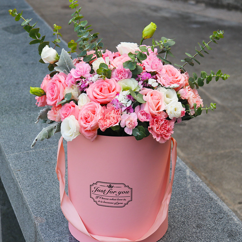 (今日10折)杭州绣球混搭手提花篮鲜花速递同城西湖拱墅滨江萧山生日配