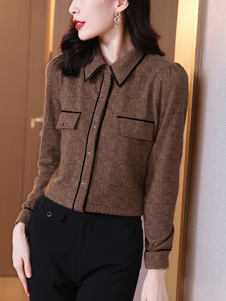 加绒衬衫女长袖2021秋冬新款内搭保暖加厚洋气外穿蕾丝磨毛衬衣女