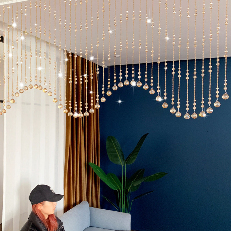珠帘水晶隔断客厅现代简约