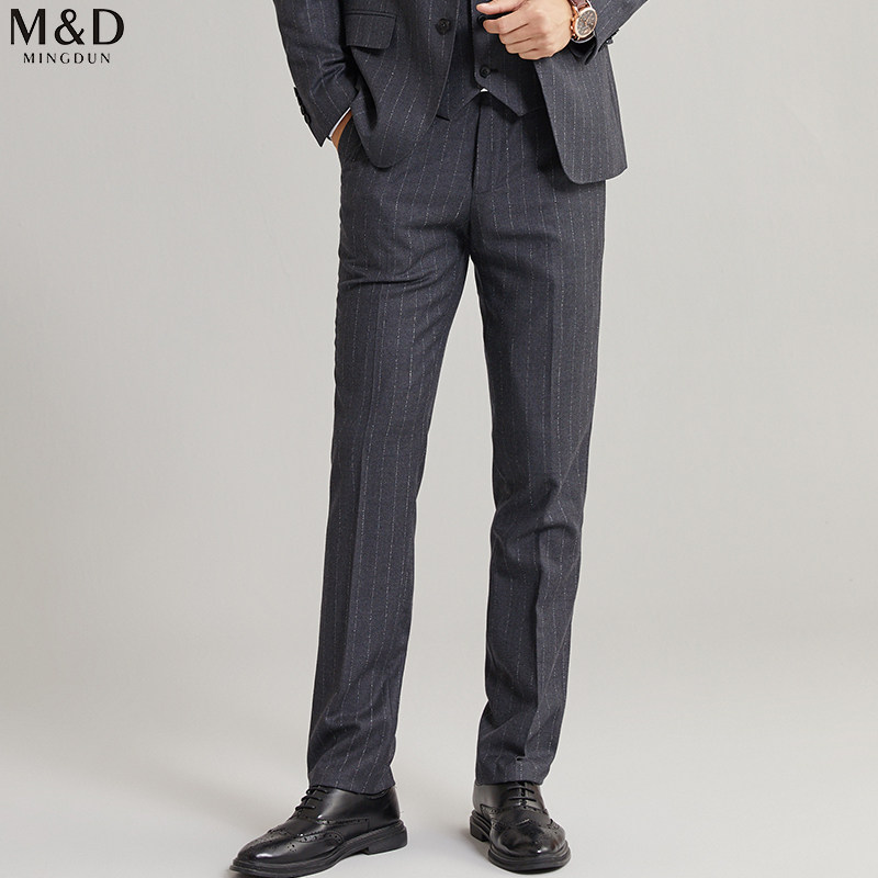 名盾纯羊毛西裤男秋冬新款修身直筒裤商务正装长裤时尚百搭西装裤