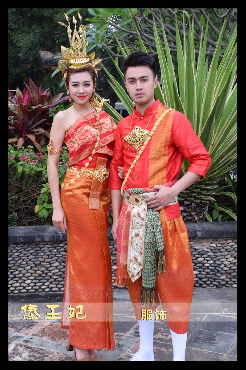 傣王妃服饰的优惠券大全—2017傣王妃服饰泰国傣族结婚礼服男女套装