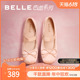 百丽法式芭蕾鞋新款蝴蝶结玛丽珍女晚晚鞋平底单鞋瓢鞋B1273CQ3