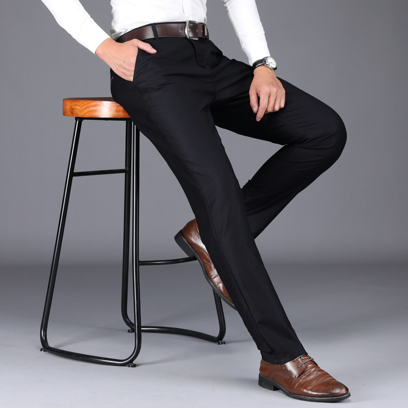 西裤男修身免烫西装裤坠感商务正装黑色西服裤子男职业休闲长裤子