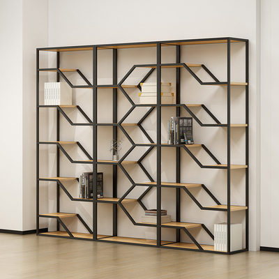 办公室铁艺屏风隔断柜镂空展示柜形象墙绿植置物花架落地文件柜子