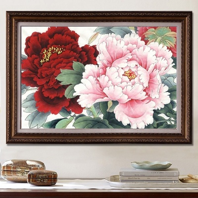 花开富贵5d钻石画2022年新款满钻牡丹花小幅中式点钻十字绣钻石绣客厅