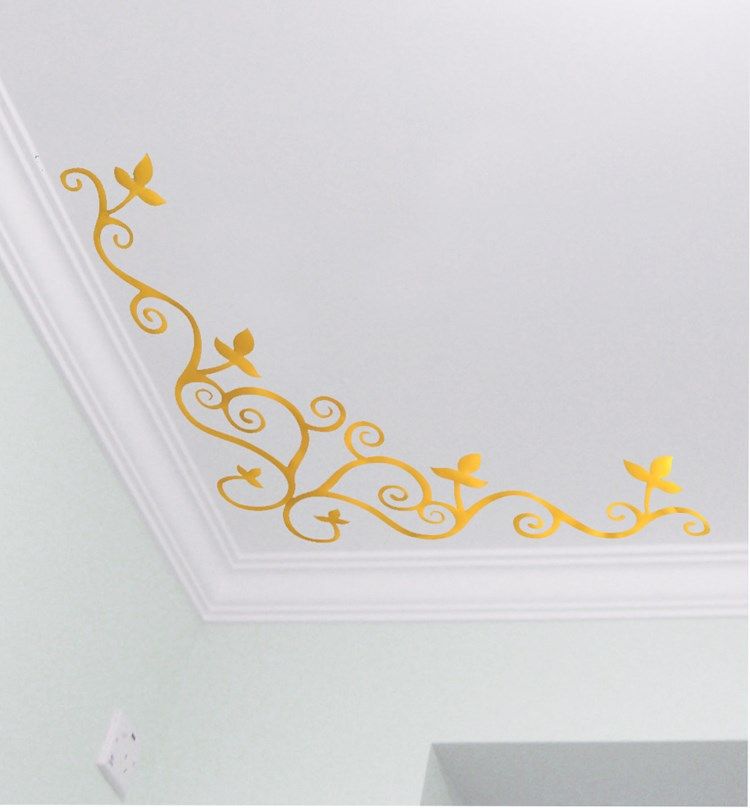 卧室吊顶客厅墙贴贴纸欧式壁花藤装饰天花板创角花玻璃贴花