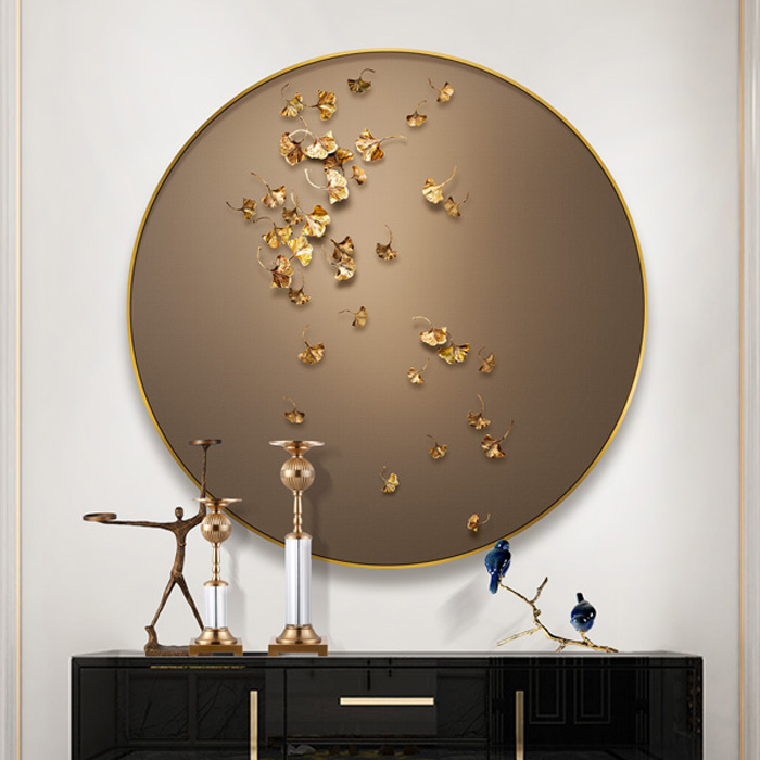 中式入户玄关客厅餐厅走廊墙挂画玉雕装饰画圆形浮雕玉石工艺画