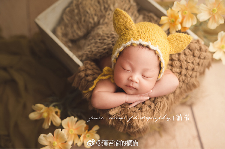 新生儿摄影道具菠萝毯子儿童拍照影楼宝宝的满月照相拍摄铺垫毛毯
