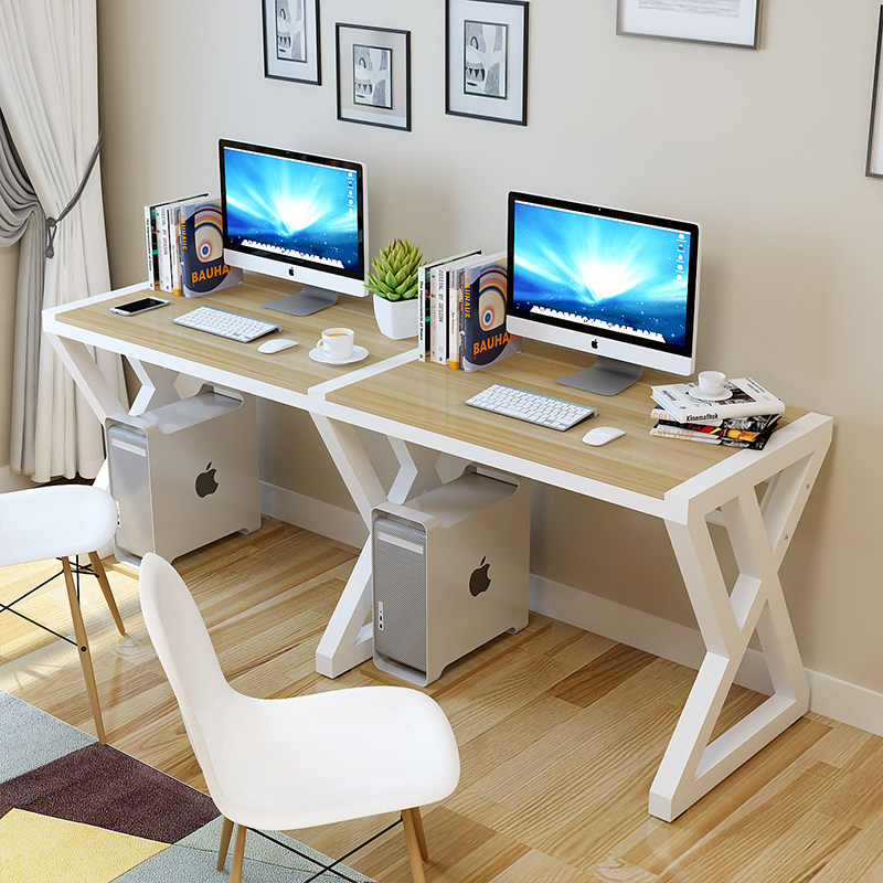 双人电脑台式桌简易家用书桌写字台简约现代双人办公桌情侣电竞桌