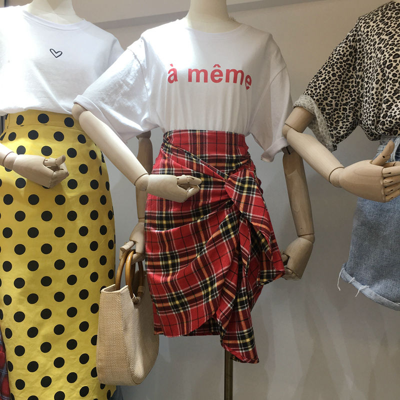 2020 new pattern Irregular Tie skirt Paige Self cultivation Show thin A word skirt Spring and summer Korean Edition lattice Short skirtin the Women's clothing/Boutique , Skirts category - from Buy2taobao.com to provide professional Taobao agent buy service