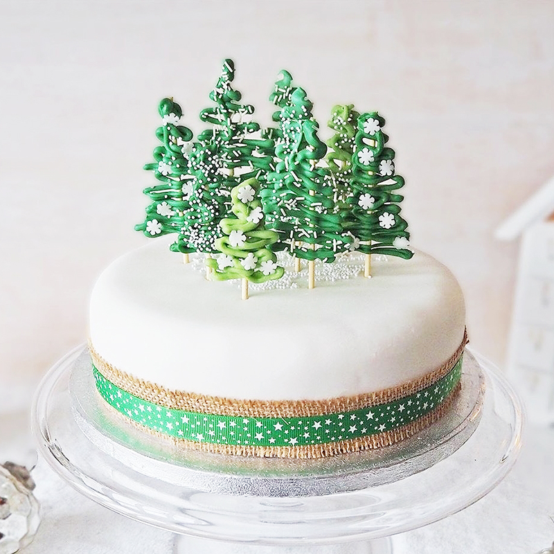 一折圣诞蛋糕装饰插件_烘焙蛋糕装饰圣诞节松树合集圣诞树木树林圣诞