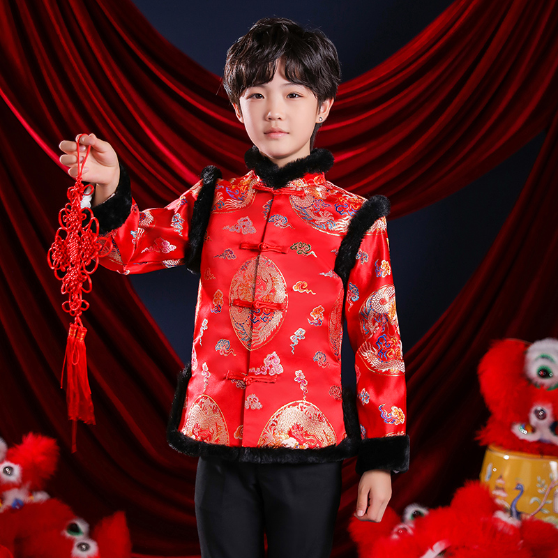 小孩过年拜年唐装