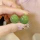 日韩新款高级感牛油果绿色圆形耳环女耳扣2023年新款潮小众设计感