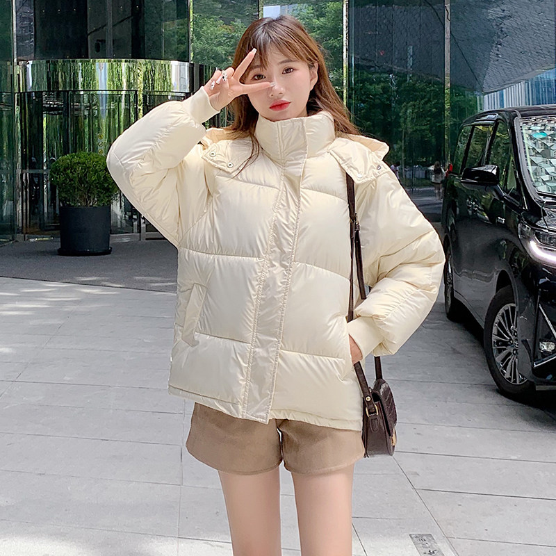 实拍#短款羽绒棉袄外套棉衣棉服女派克服2021新款冬季小个子亮面