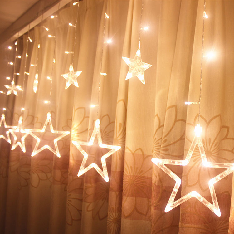 led星星灯小彩灯闪灯串灯五角星窗帘灯卧室浪漫房间网红圣诞装饰
