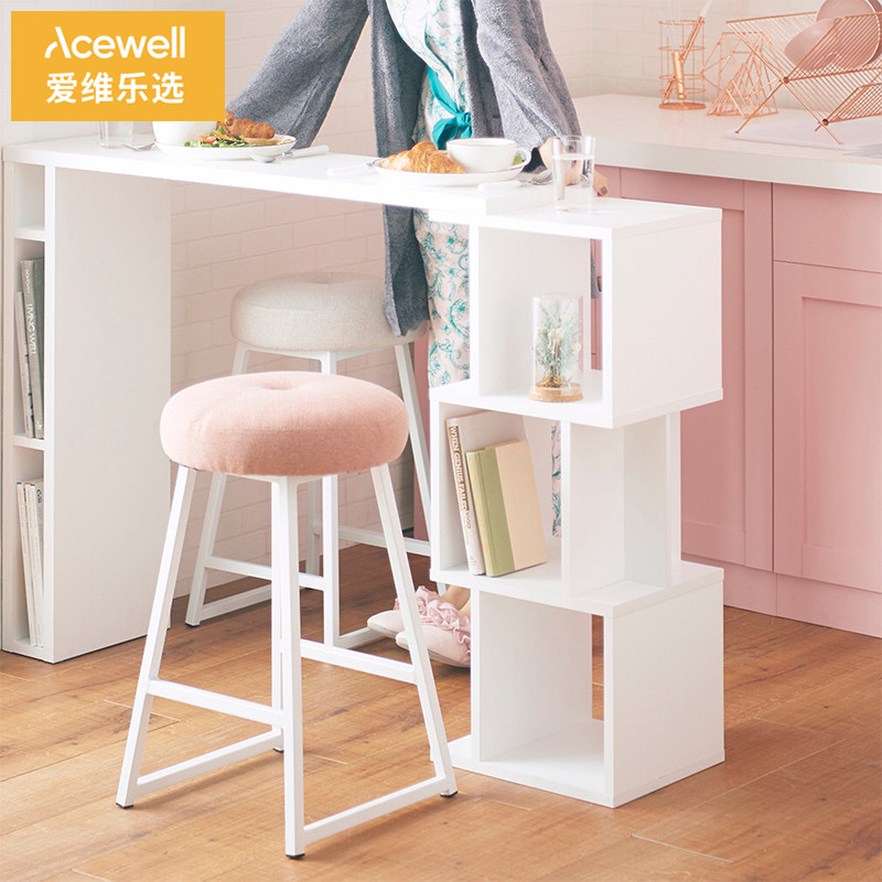 小户型轻奢现代阳台吧台桌靠窗一体式家用客厅隔断创意储物柜书桌