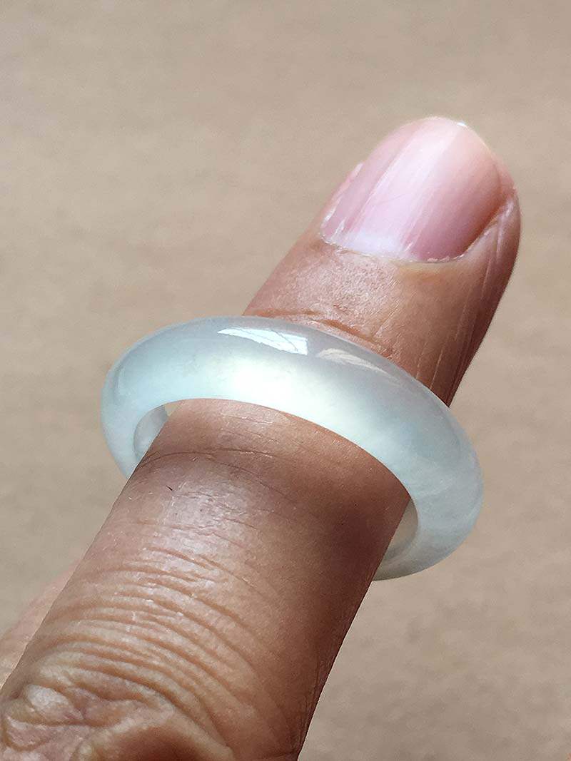 缅甸翡翠高冰种起光指环戒指冰透纯净玉戒182mma货老种白冰18号