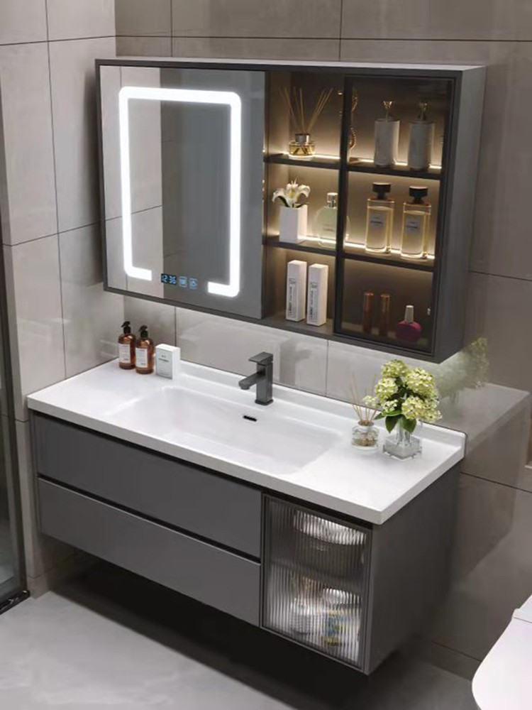 箭牌现代智能浴室柜陶瓷一体洗脸洗手盆简约轻奢卫生间洗漱台组合