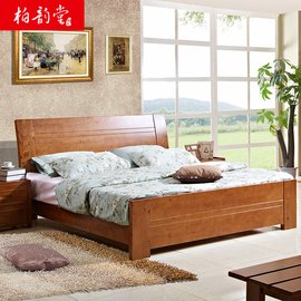 柏韵堂实木家具现代中式简约柏木大床1.5米1.8米双人床储物高箱床