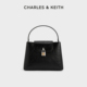 CHARLES&KEITH24春季新品CK2-50671607绗缝格纹手提凯莉包斜挎包