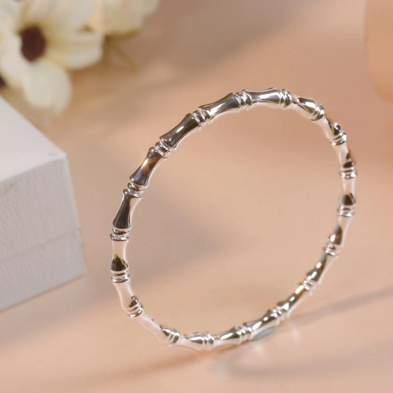 艺银格 足银手镯新款竹节实心闭口银手镯高级经典百搭轻奢情侣款